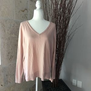 LOFT Pink V-Neck Sweater, size XL
